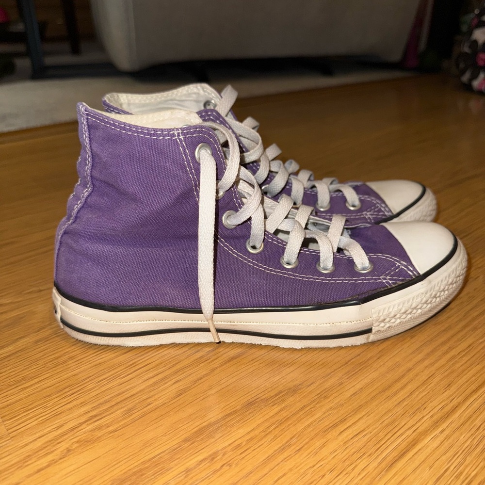 Converse Purple and White High-Top Sneakers